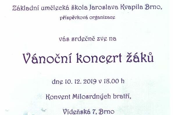 Pozvánka: Vánoční koncert žáků ZUŠ Jaroslava Kvapila